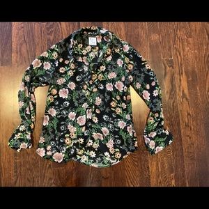 The Shirt by Rochelle Behrens black floral XS